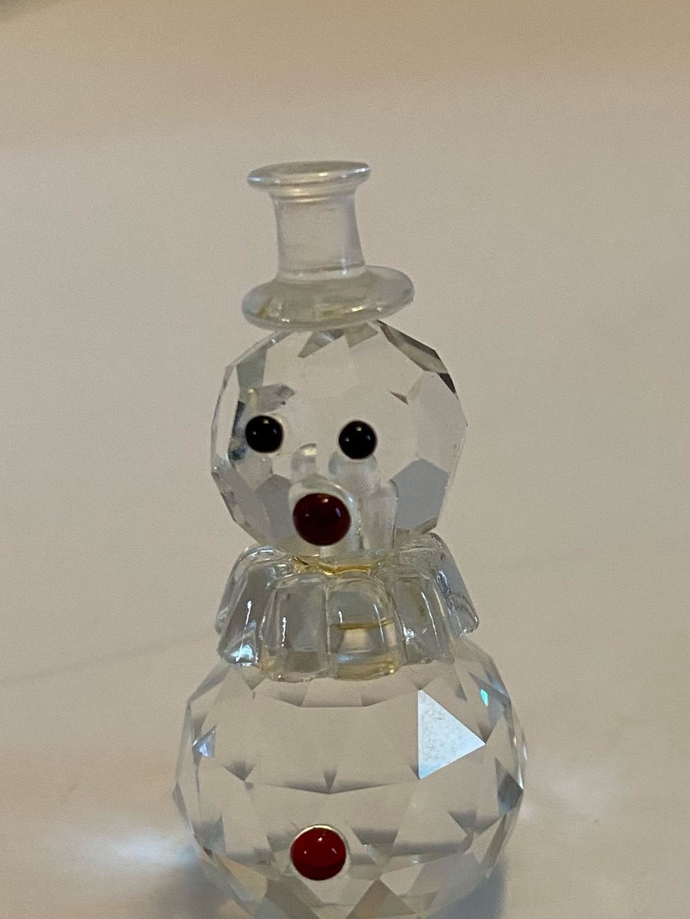 Swarovski Crystal Snowman Holiday Figurine Black Button Mint Condition No Box